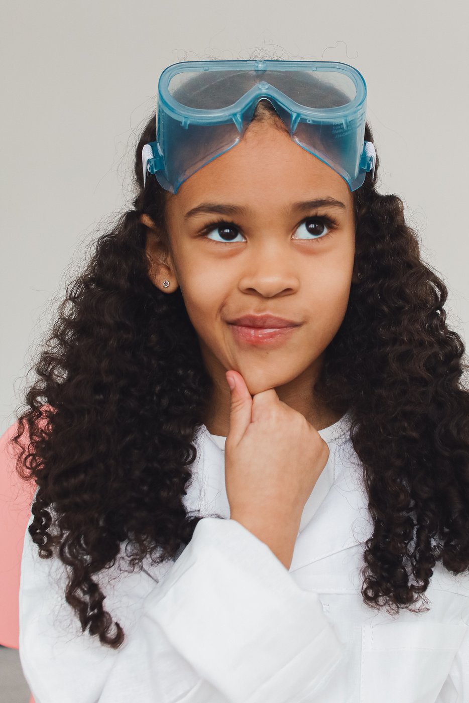 Girl Scientist Thinking Hard